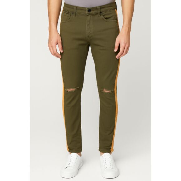 Jordan Craig Legacy Edition Jeans AARON ripped Olive Green slim 34 x 32 knee - Picture 1 of 8